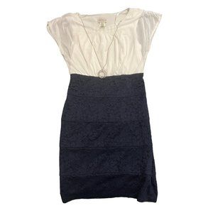NWT Enfocus Studio White & Navy Blue Pencil Dress